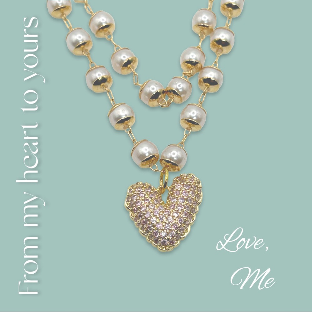 Gold and Silver Heart Pendant Necklace